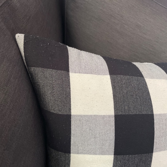 Buffalo plaid black white decorative pillow down feather insert - Picture 4 of 5